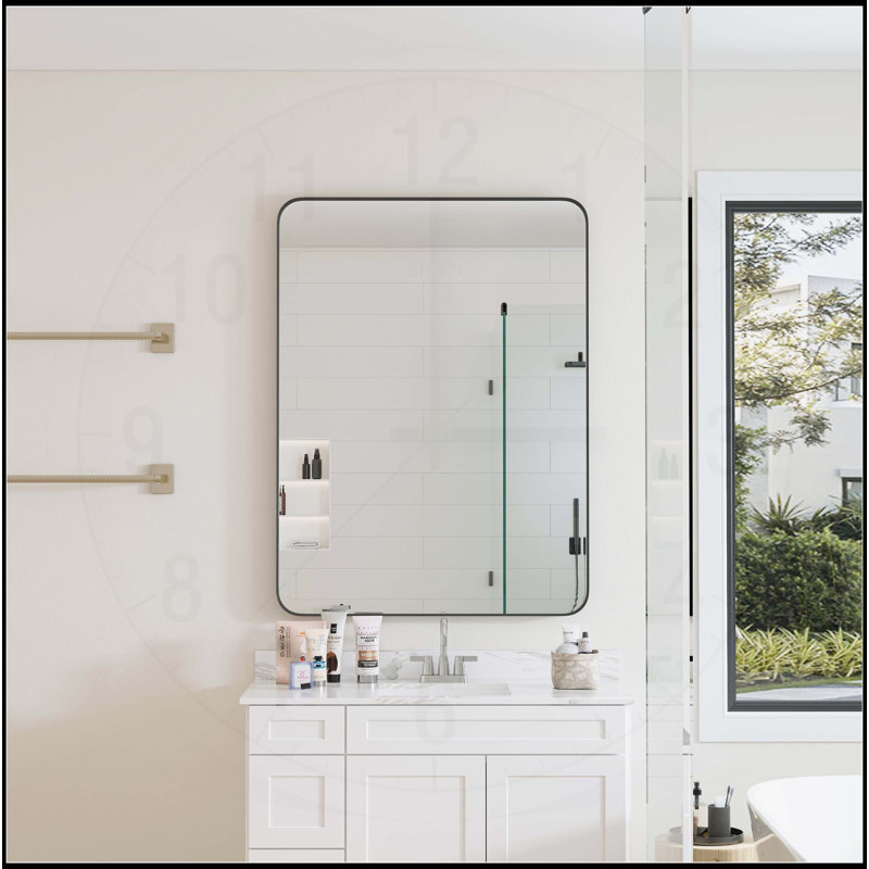 Rectangular Mirror Metal Framed, Black, 30" x 40"