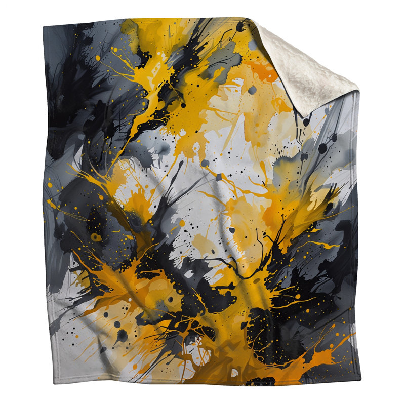 Jeté en molleton Abstract Splatter - Jets abstraits pour canapés ou lits, L 50 po x H 60 po