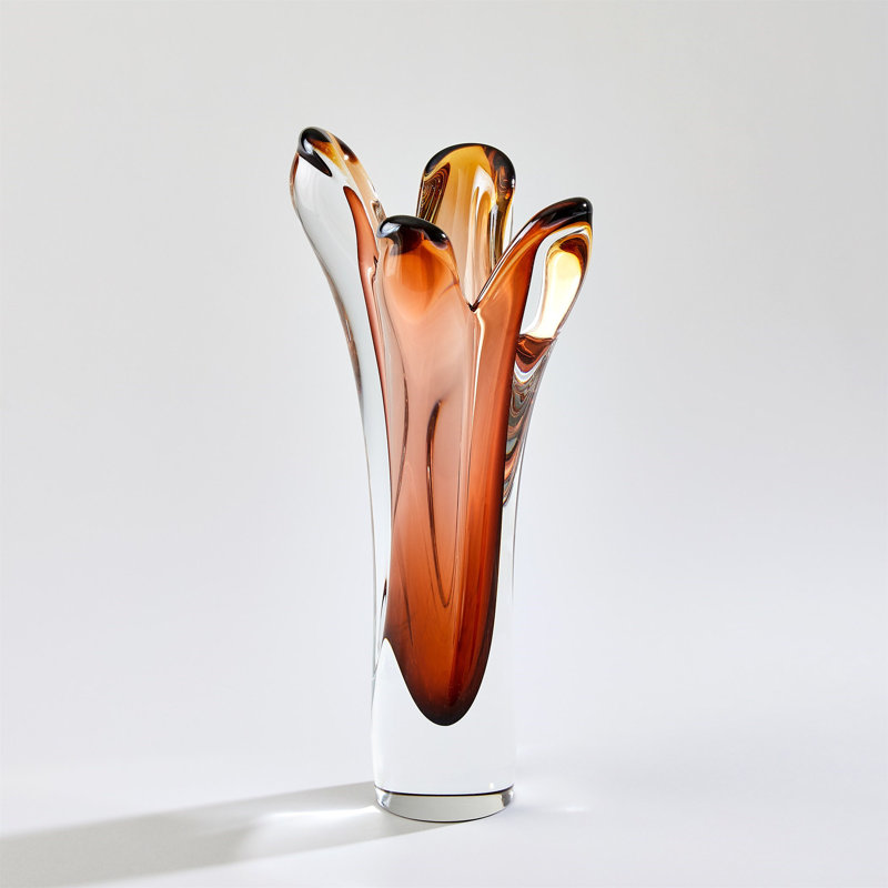Iris Vase-Dark Amber-Sm, 14" H x 6" W x 6" D