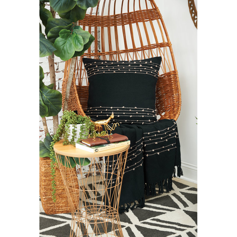 Tabb Hand Woven Throw Blanket, Black