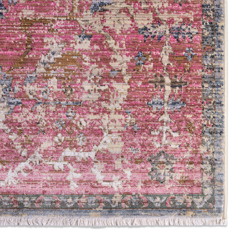 Tapis d'intérieur rose / gris Finnuala, Rectangle 9 pi x 12 pi 11 po