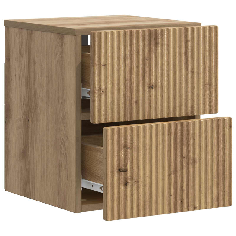 33cm W Manufactured Wood Bedside Table, Artisan Oak