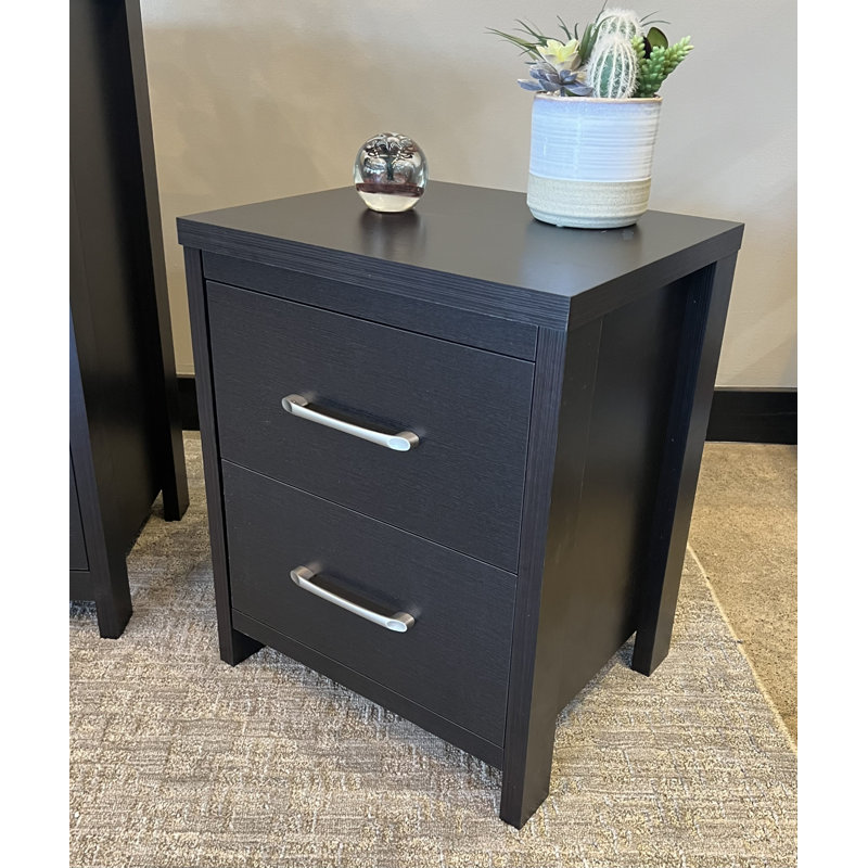 Selena Slide Logic 2 Drawer Nightstand, Black