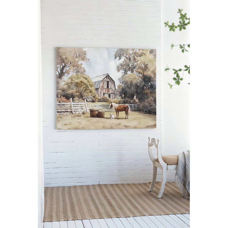 59X47" Barnyard Landscape Wall Art