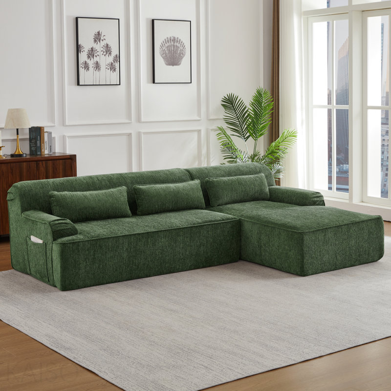 Canapé modulaire surdimensionné en L Chenille, design minimaliste, canapé-lit confortable pour les salons, les appartements et les espaces de réception