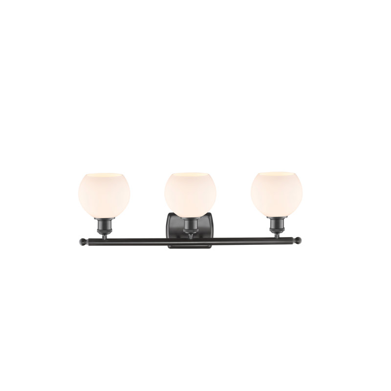 Éclairage pour salle de bain 3 lumières Cindi, Blanc mat, DEL, Bronze huilé