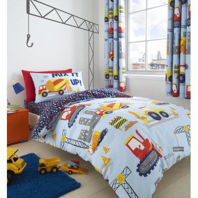 Construction Reversible Duvet Cover Set with Pillowcases
