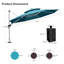 Parasol rond en porte-à-faux avec manivelle 144 po Sharayne-15067437