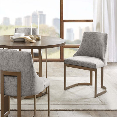 Ensemble de 2 chaises de salle à manger décoratives, dossier en métal et pieds de style traîneau de style contemporain pour la cuisine