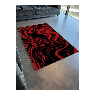 Themed Abstract Wavy Spiral Pattern Creative Modern Decorative Rug