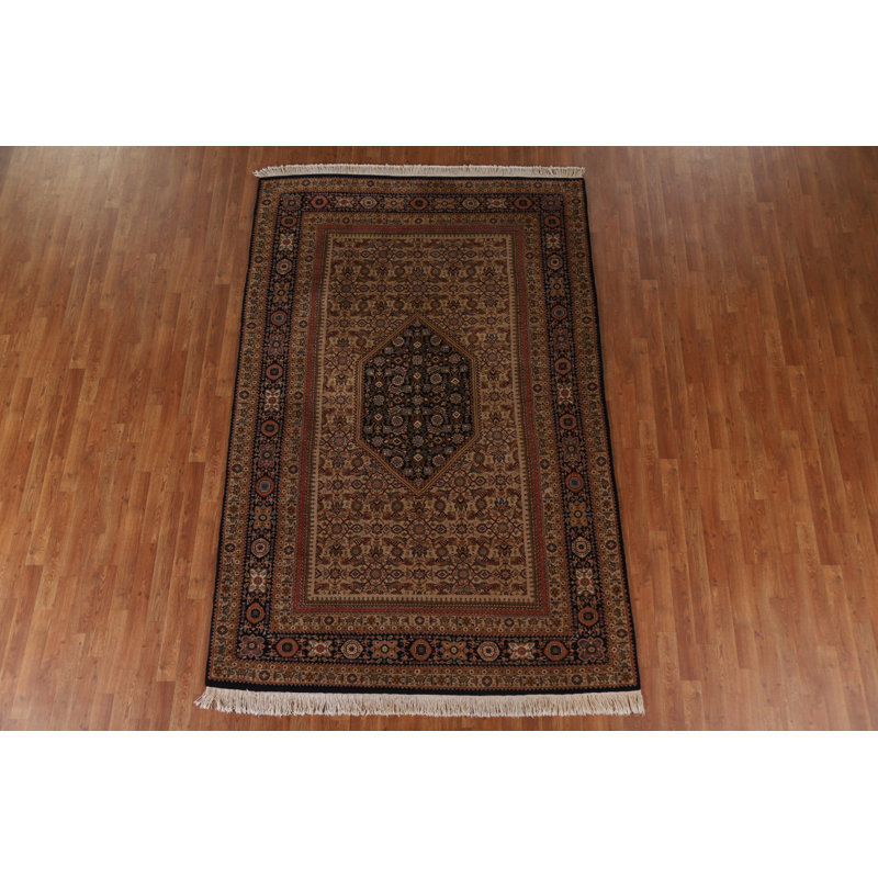 Tapis géométrique indo en laine noué à la main Bidar 6 x 9