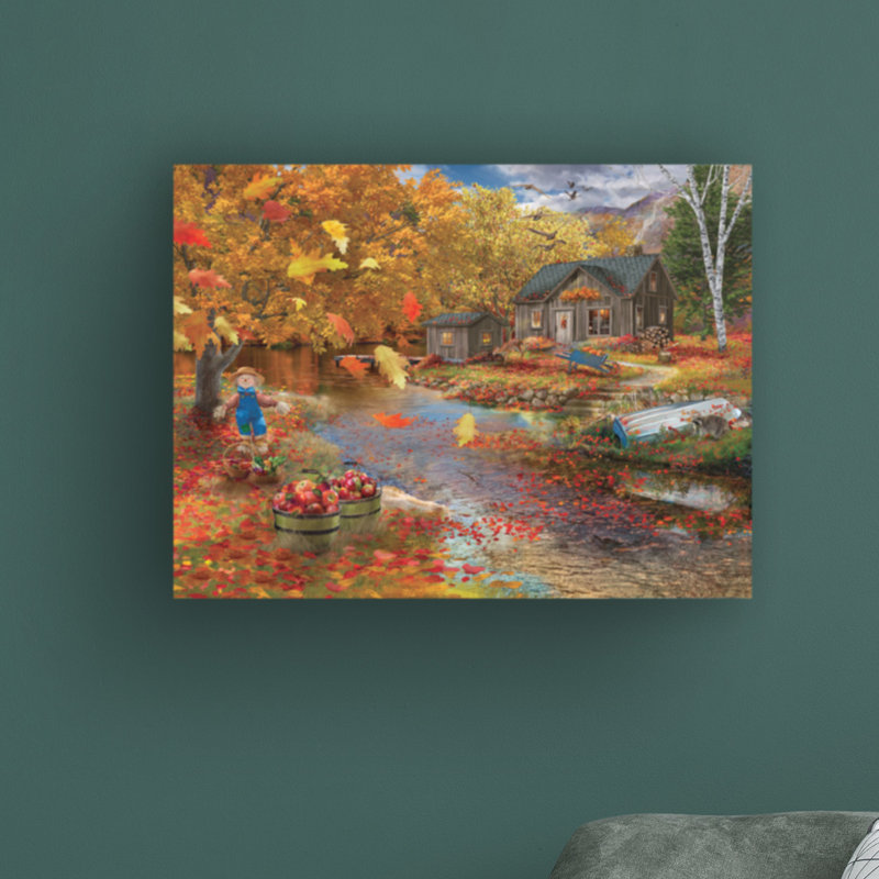 "Autumn Cabin" par Bigelow, impression sur toile tendue, H 24 po x l 32 po x P 2 po