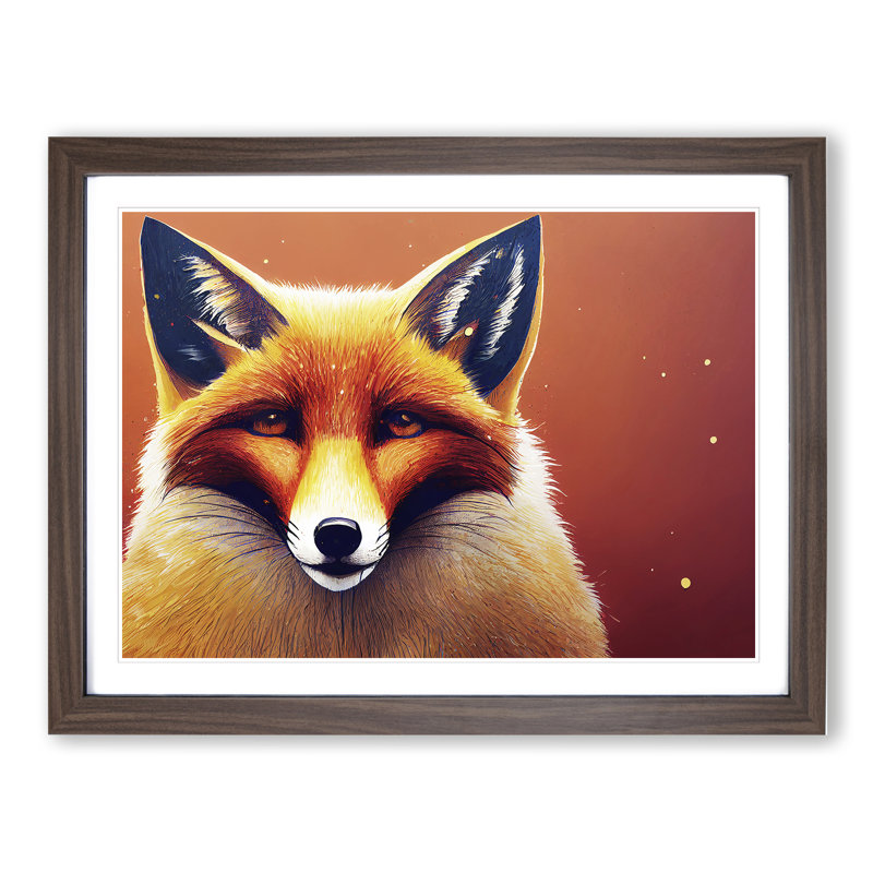 XH1022-8864X Terrific Fox - Single Picture Frame Print, 25cm H x 34cm W x 2cm D, Walnut