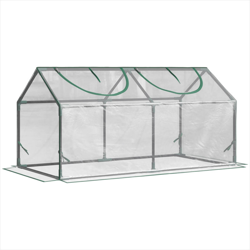 Mini serre transparente en acier et PVC transparent pour patio, L 3,9 pi x l 2 pi, Clear