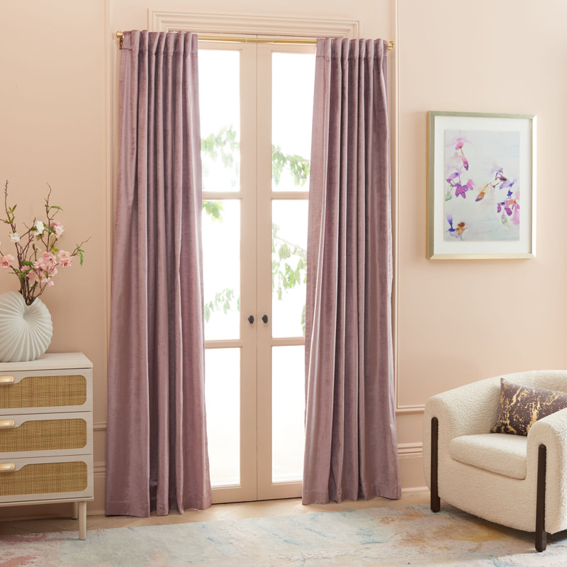 Cotton Blend Room Darkening Curtain Single Panel, 52" W x 96" L, Light Pink
