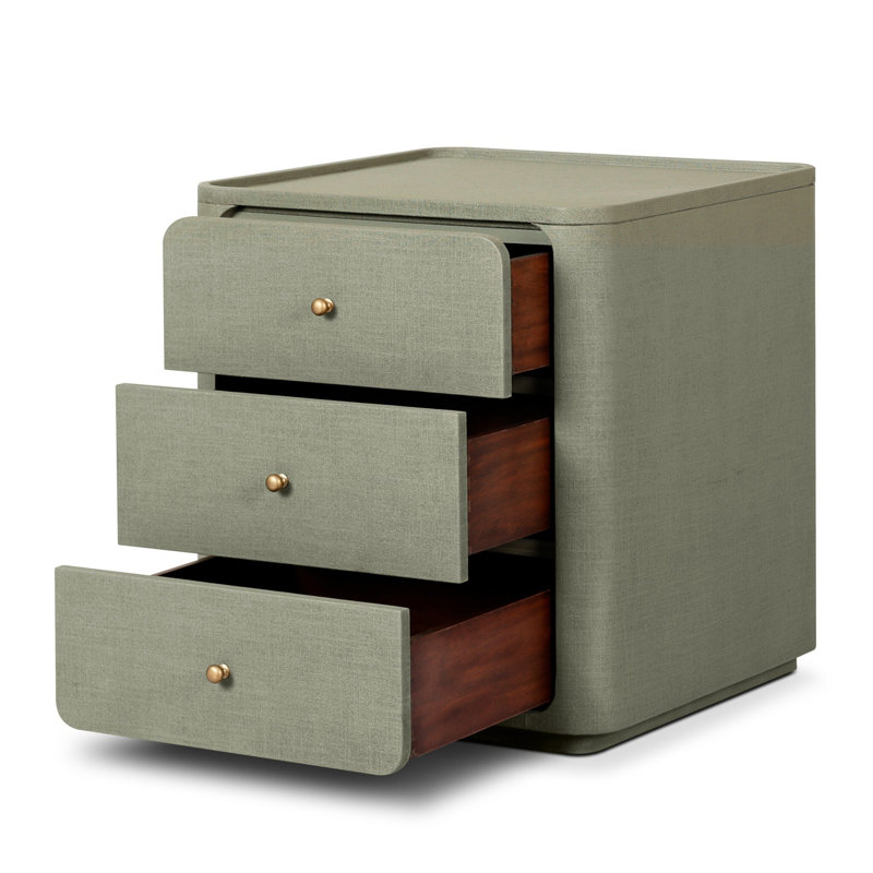 Paula 3 - Drawer Nightstand, Beige Painted Linen