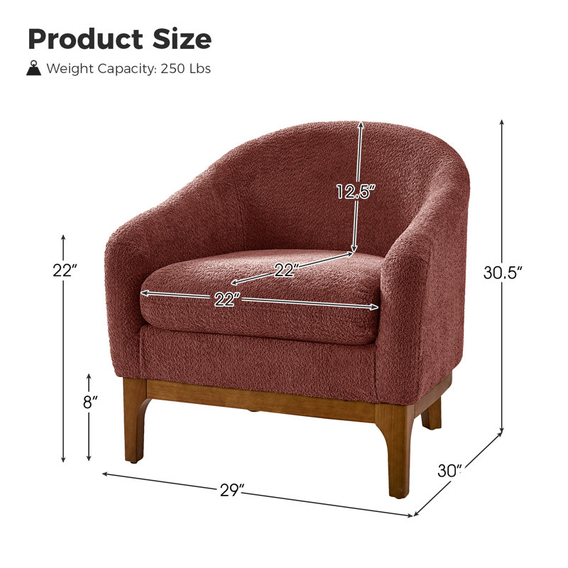 Fauteuil demi-tonneau moderne Amelie, Rosewood