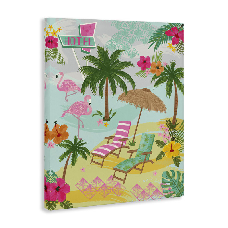  "Tropical Palms Resort", art mural par Lisa Perry White, H 48 po x l 36 po
