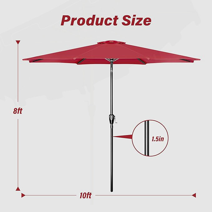 Parasol de marché extérieur 10 pi, Rouge
