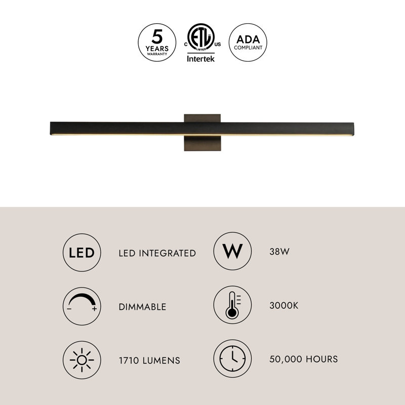 Vera 1 - Light LED Bath Bar, Black