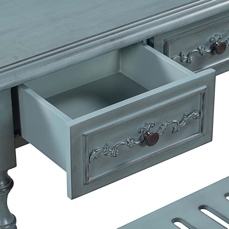 52'' Console Table, Antique Blue