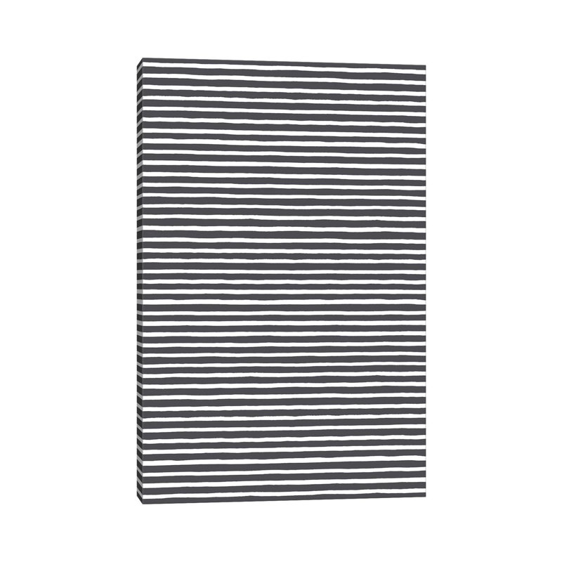Marqueur à rayures noires par Ninola Design - peinture sur toile tendue, H 60 po x l 40po x P 1,5 po