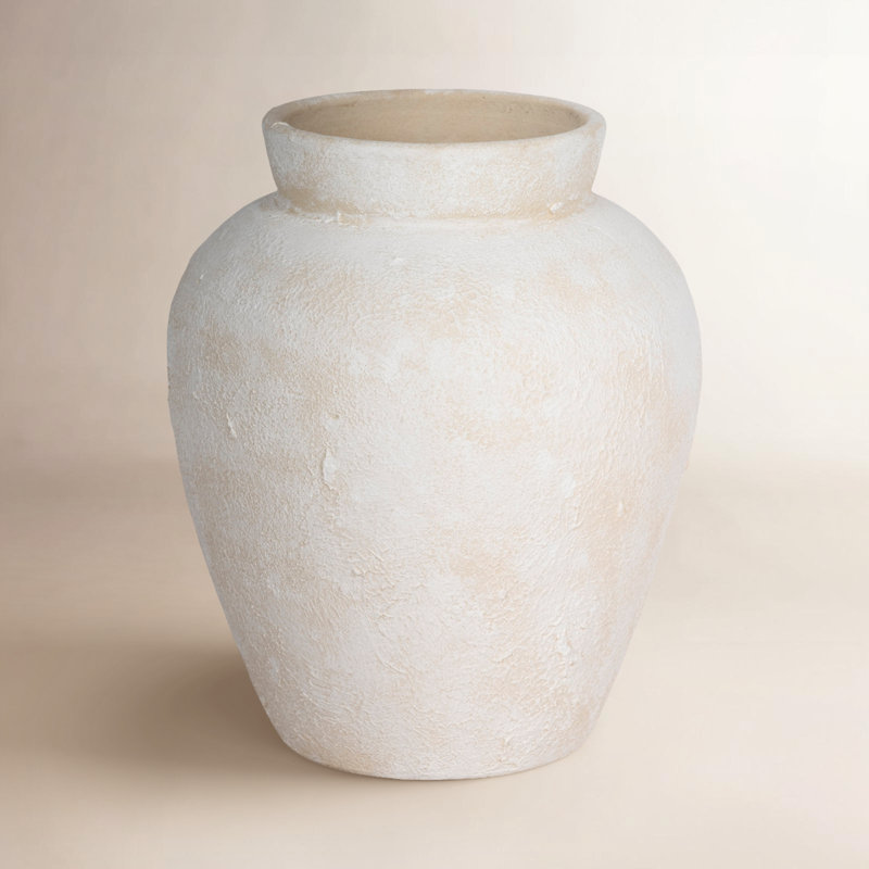 Vase en terre cuite texturé ivoire 11 "