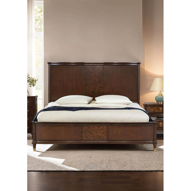 Cadre de lit de style transitionnel cerisier foncé 1pc, Grand lit