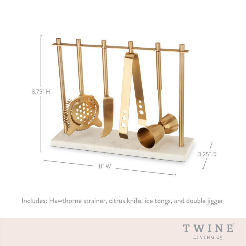 Bar Tool Set in Gold & Marble