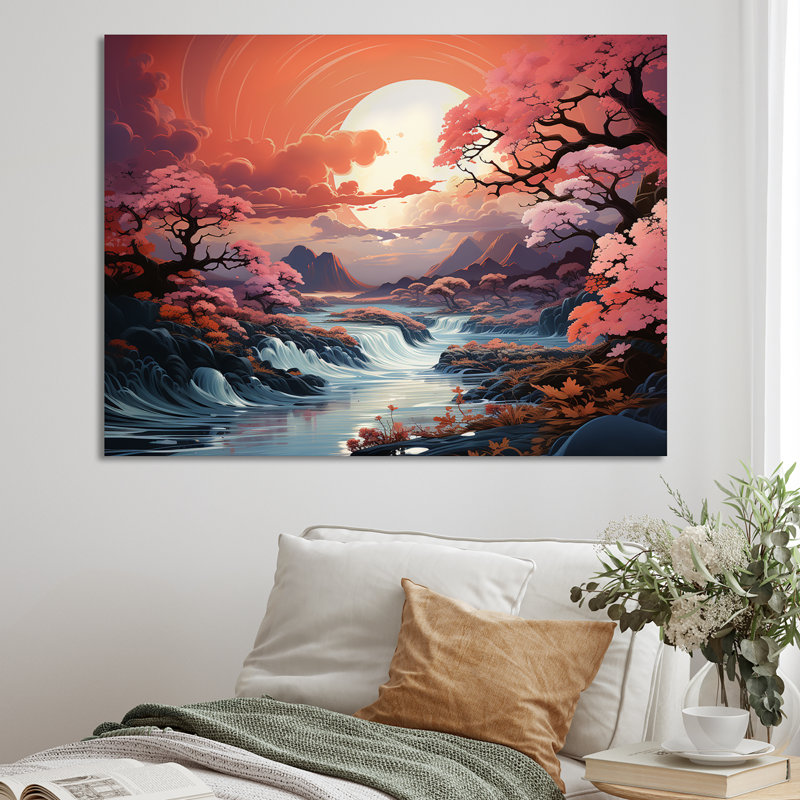 " Japan Ocean Storm Landscape IV ", 16" H x 32" W x 1" D, Wrapped Canvas