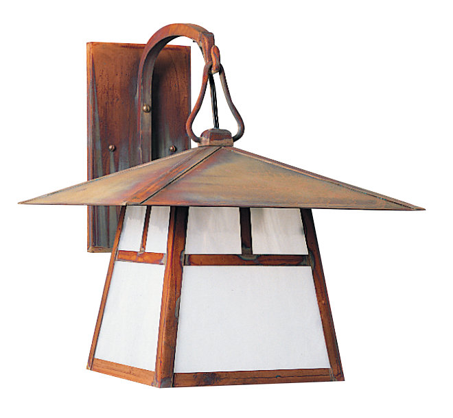  Lanterne Murale Extérieure à 1 Lumière Carmel, 8" / Hillcrest, Mission Brown, Blanc Opalescent
