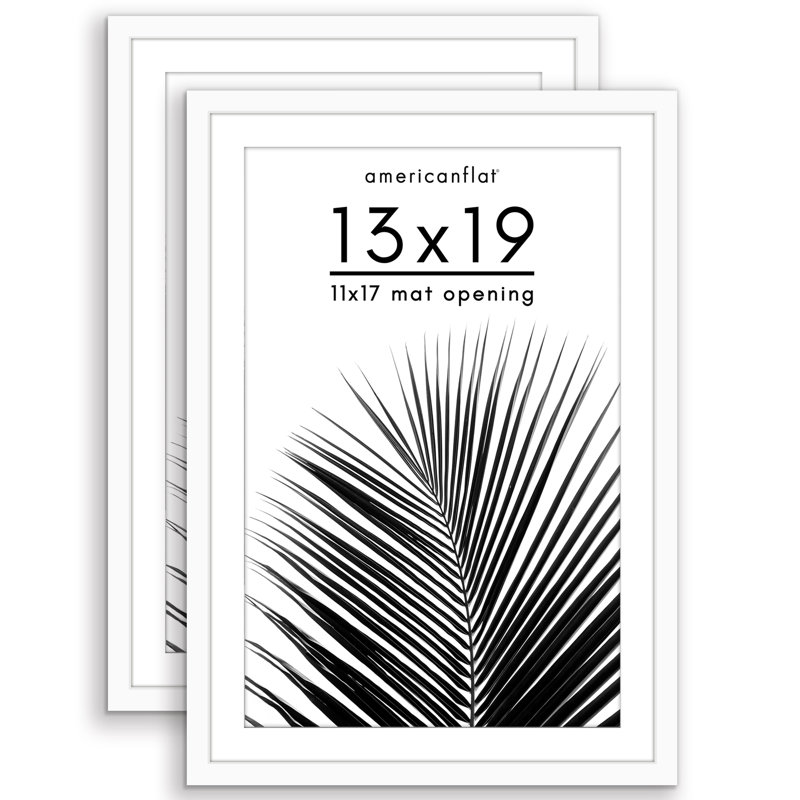 Cadre photo Americanflat - ensemble de 2 - cadre avec passe-partout - plexiglas poli, Blanc, 13 po x 19 po, 11 po x 17 po