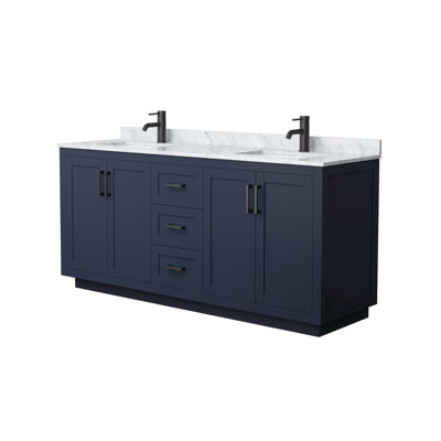 Meuble-lavabo double autoportant 72 po avec plateau en marbre Miranda
