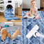 Tapis bleu en polyester tissé à la machine Pantilie-683647952