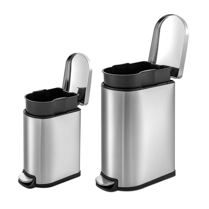 Ensemble de poubelles à pédale minces 10,5 gallons et 2,6 gallons en acier inoxydable Qualiazero