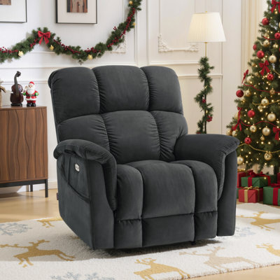 Large-Wide Power Recliner Lift Chair with Massage and Dual Heating, Infinite Position, Fabric by Latitude Run