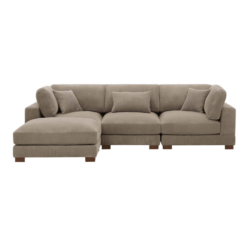 Lely Corduroy L-Shaped Sectional Reversible, Camel Corduroy