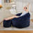 Compression 40"W Comfy Pumpkin Bean Bag Couch Sofa Chair,Modern Faux Fur Bean Bag Chair With Ottoman-1556800772