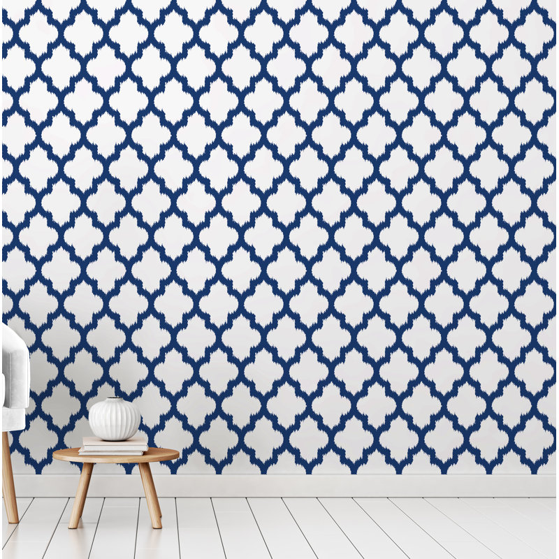 Panneau de papier peint adhésif unique Sistrunk, l 24 po x L 96 po, Indigo