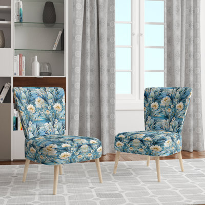 Coastal Tranquility Seaside Landscape - Velvet Upholstered Coastal Side Chair, Coastal Style Accent Chair