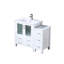 Meuble-lavabo de 42 po de largeur avec armoire latérale, comptoir en céramique blanche et robinet, fermeture en douceur, surface rayée et teintée, rangement simple 42 po x 18,25 po, résistance aux rayures de comptoir, espace