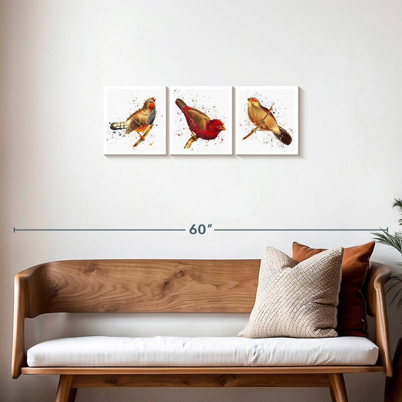 «Tiny Birds», reproduction sur toile, H 12 po x l 38 po x P 1,25 po