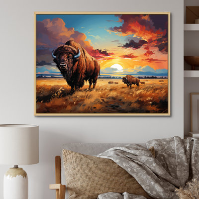 Art amérindien Bison Prairies III - impression