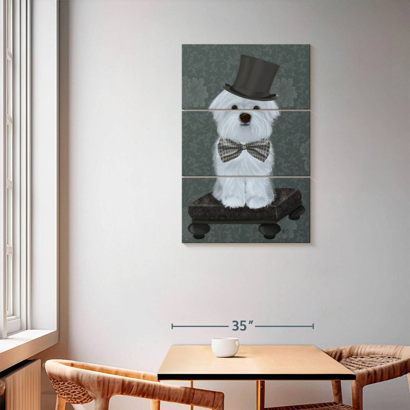 Brampt Maltese With Top Hat, 57" H x 36" W