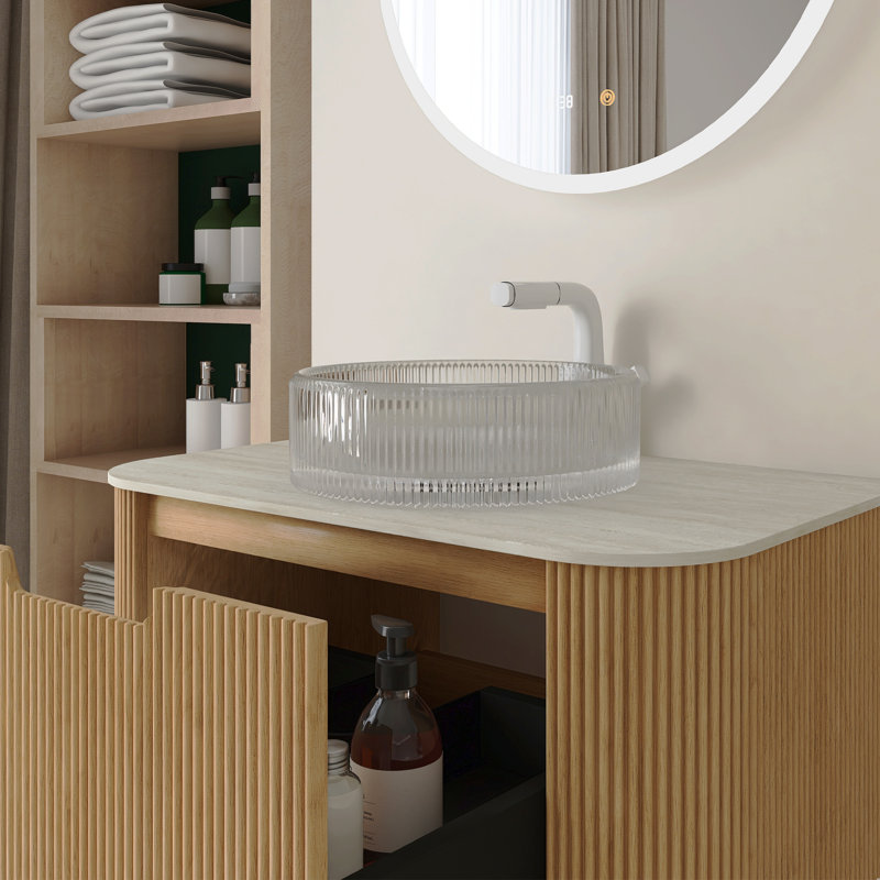 Armoire de rangement 30 po rayée à bords arrondis avec tiroir 30 po