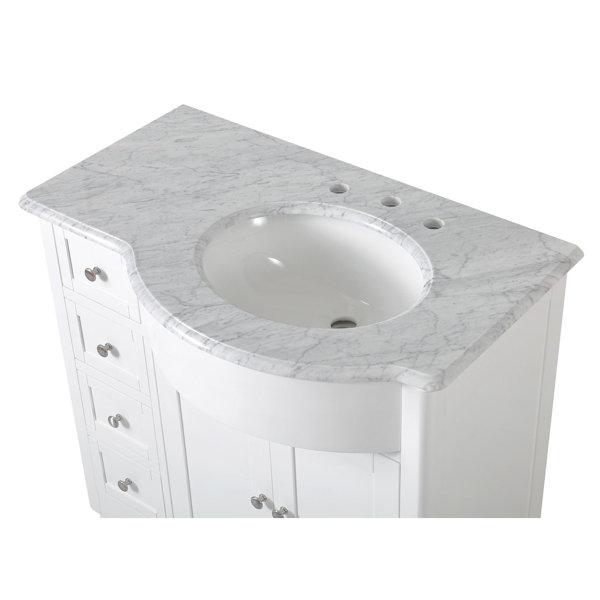 Darby Home Co 38" White Bathroom Vanity Single Right Hand Sink Cabinet ...