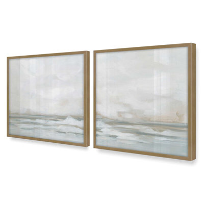 Winter Seascape Serenity, ensemble de 2 toiles encadrées