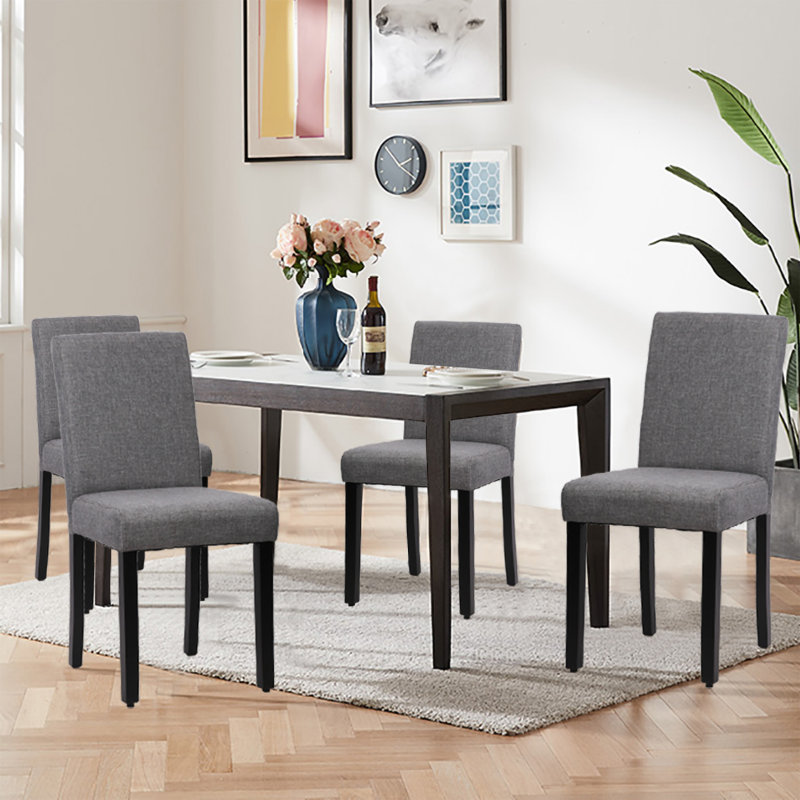 Ensemble de 4 chaises de salle à manger, chaises de salle à manger rembourrées en tissu, Gris