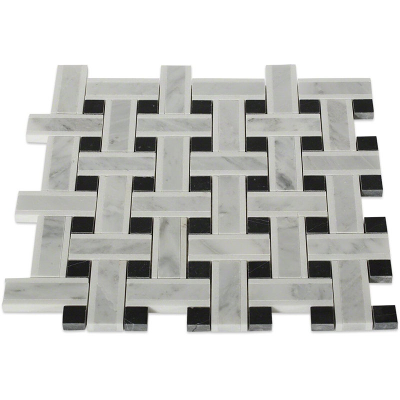 Twine 1x3 Basketweave Polished Marble Mosaic Tile