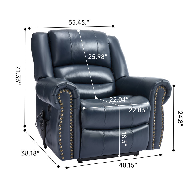 Power Lift Recliner Chair Heat Massage Dual Motor Infinite Position Up To 350 LBS